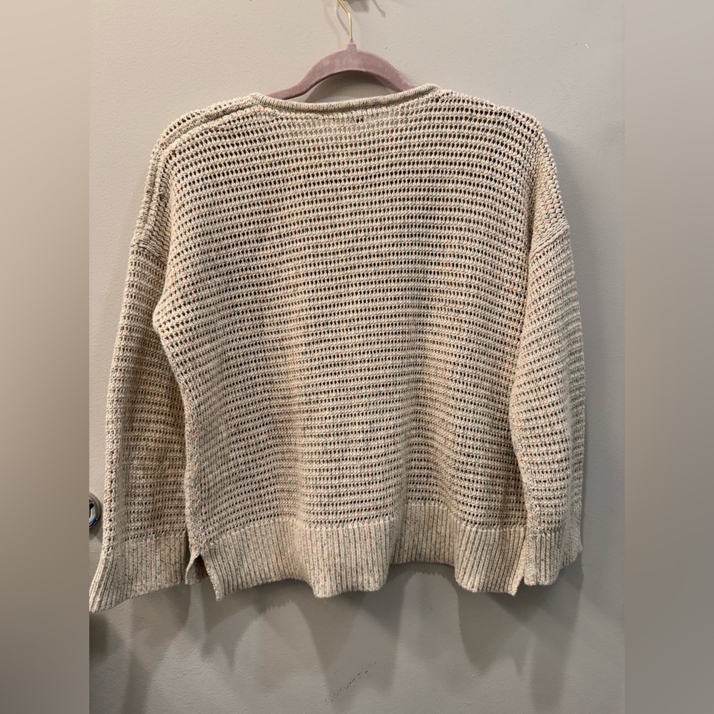 Madewell Women's Cream Speckled V-Neck Knit Crop Sweater - Picture 4 of 5